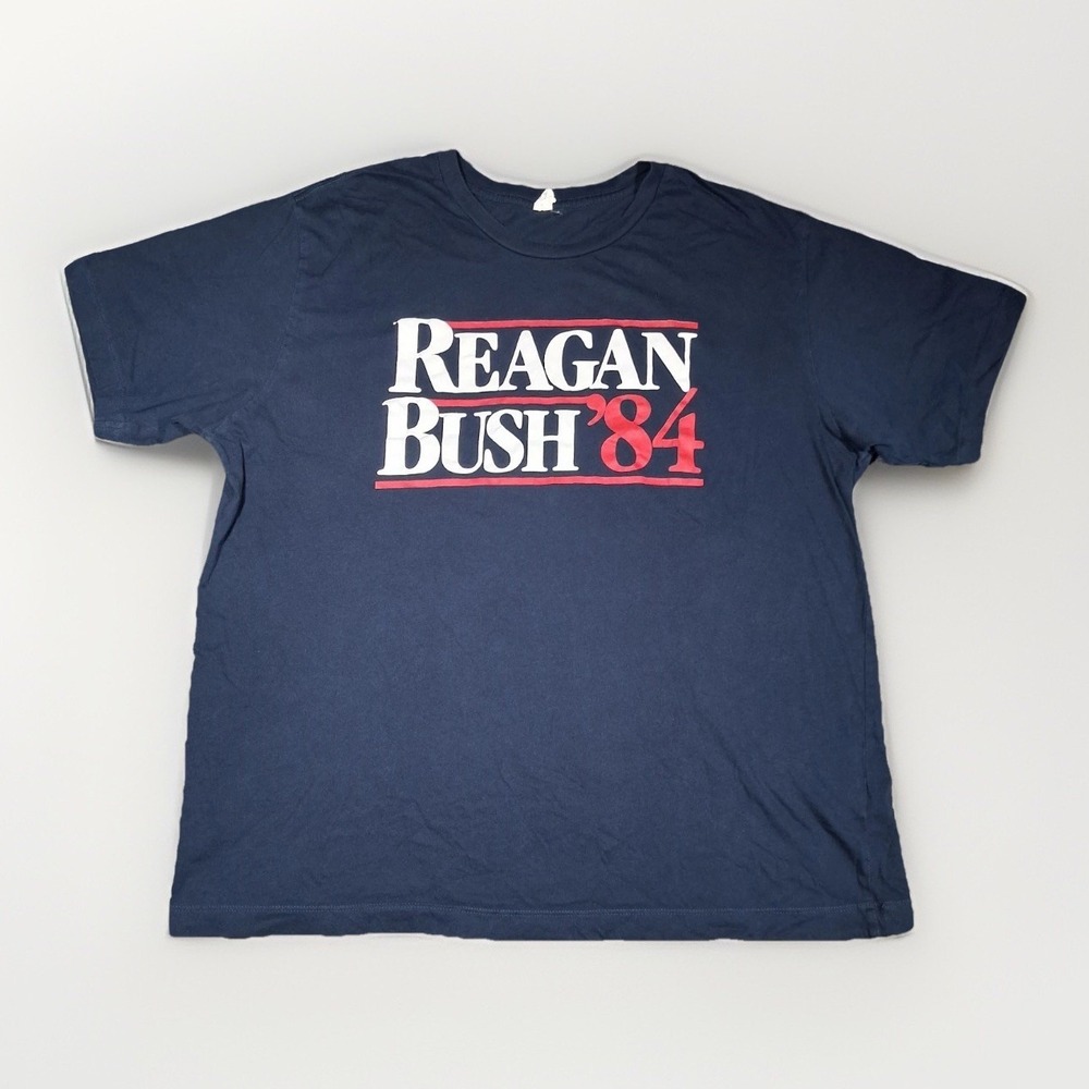 Alternative Reagan Bush 84 Graphic T-Shirt Navy Blue Mens XL Political 1984 Tee